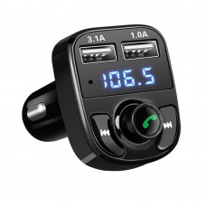 Bluetooth FM-Transmitter, 2 USB Autolader Draadloze in-Car-muziek-Adapter muziekspeler Handsfree car kit met USB Disk/SD kaart en 3,5 mm AUX jack voor smartphone